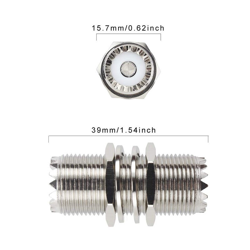 eifagur, 4pcs PL-259 Bulkhead Connector UHF Female to UHF Female Adapter SO-239 Nut Bulkhead Panel Mount CB Radio Adapter Connector - Image 2